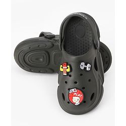 Pine Kids Backstrap Closure Clogs With Applique - Dark Green