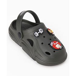 Pine Kids Backstrap Closure Clogs With Applique - Dark Green