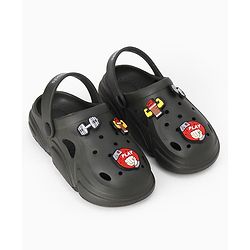 Pine Kids Backstrap Closure Clogs With Applique - Dark Green