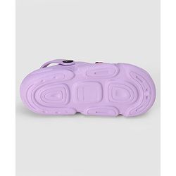 Pine Kids Backstrap Closure Clogs with Floral Applique- Purple