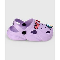 Pine Kids Backstrap Closure Clogs with Floral Applique- Purple
