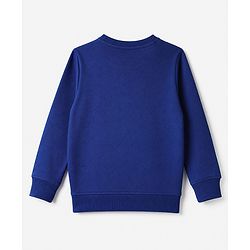 Pine Kids Cotton Mix Knit Sweatshirt with Full Sleeves and The Five Boroughs Of New York City Text Print - Navy Blue