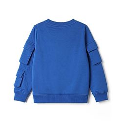 Pine Kids Cotton Mix Knit Full Sleeves Sweatshirts With Space Text Print - Navy Blue