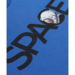 Pine Kids Cotton Mix Knit Full Sleeves Sweatshirts With Space Text Print - Navy Blue