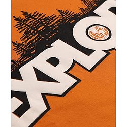 Pine Kids Cotton Mixes Knit Sweatshirt with Full Sleeves and Forest Print - Orange