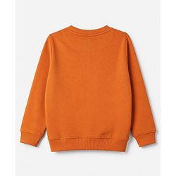 Pine Kids Cotton Mixes Knit Sweatshirt with Full Sleeves and Forest Print - Orange