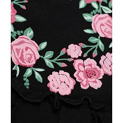Pine Kids Cotton Knit Sweatshirt with Full Sleeves and Floral Embroidery in Black for 4-5 Years
