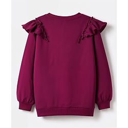 Pine Kids Cotton Knit Sweatshirt with Full Sleeves and Floral Print in Wine