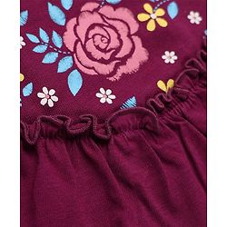 Pine Kids Cotton Knit Sweatshirt with Full Sleeves and Floral Print in Wine