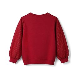 Pine Kids Cotton Knit Sweatshirt with Full Sleeves and Butterfly Sequins in Red for 4-5 Years