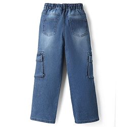 Pine Kids Denim Woven Full Length Jeans With Cargo Pockets - Navy blue