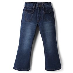 Pine Kids Denim Woven Full Length Washed Flared Jeans - Navy Blue