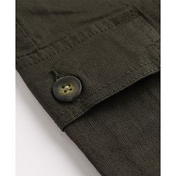 Pine Kids Cotton Elastane Woven Cargo Full Length Solid Trouser in Olive Green