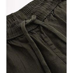 Pine Kids Cotton Elastane Woven Cargo Full Length Solid Trouser in Olive Green