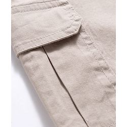 Pine Kids Cotton Elastane Woven Full Length Solid Trouser - Beige