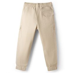 Pine Kids Woven Full Length Solid Trouser With Cargo Pockets - Beige