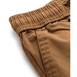 Pine Kids Cotton Elastane Woven Full Length Solid Trouser With Cargo Pockets - Brown