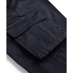 Pine Kids Cotton Elastane Woven Full Length Solid Color Trousers with Cargo Pockets  - Black