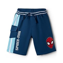 Pine Kids Marvel Single Jersey Knit Half Sleeves T-Shirt & Shorts With Spider-Man Graphic - Blue