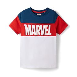Pine Kids Marvel Single Jersey Knit Half Sleeves T-Shirt and Shorts with Marvel Graphics-  White & Navy