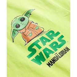 Pine Kids Lucas Single Jersey Knit Drop Shoulder Sleeves T-Shirt With Front & Back Baby Yoda Graphics - Green