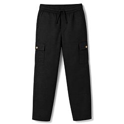 Pine Kids Woven Full Length Solid Colour Trouser with Cargo Pockets - Black