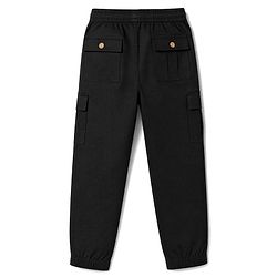 Pine Kids Woven Full Length Solid Colour Trouser with Cargo Pockets - Black