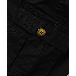 Pine Kids Woven Full Length Solid Colour Trouser with Cargo Pockets - Black