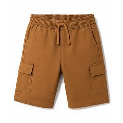Pine Kids Woven Above Knee Length Solid Colour Shorts - Bronze