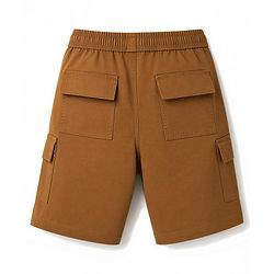 Pine Kids Woven Above Knee Length Solid Colour Shorts - Bronze