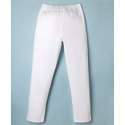 Pine Kids Cotton Elastane Woven Full Length Solid Pants - White