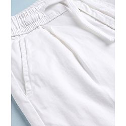 Pine Kids Cotton Elastane Woven Full Length Solid Pants - White