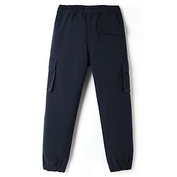 Pine Kids Cotton Elastane Woven Full Length Cargo Style Trousers With Pocket - Navy Blue