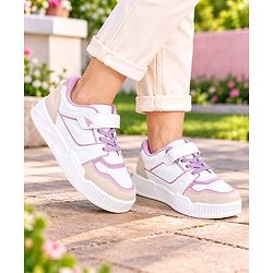 Pine Kids Casual Shoes with Velcro Closure - White & PInk