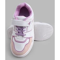 Pine Kids Casual Shoes with Velcro Closure - White & PInk