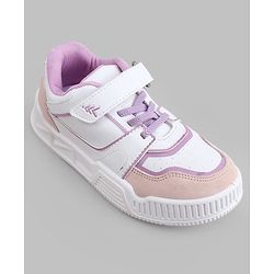 Pine Kids Casual Shoes with Velcro Closure - White & PInk