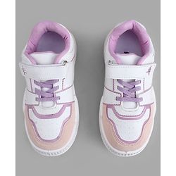 Pine Kids Casual Shoes with Velcro Closure - White & PInk