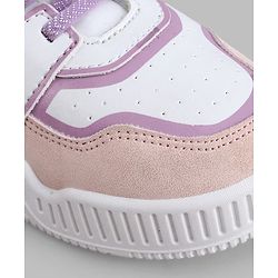 Pine Kids Casual Shoes with Velcro Closure - White & PInk