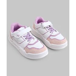Pine Kids Casual Shoes with Velcro Closure - White & PInk