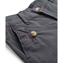Pine Kids Cotton Elastane Woven Full Length Solid Color Trousers - Grey