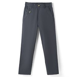 Pine Kids Cotton Elastane Woven Full Length Solid Color Trousers - Grey