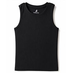 Pine Active Cotton Lycra Knit  Sleeveless Ribbed Tank Top - Black