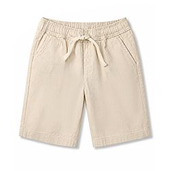 Pine Kids Cotton Elastane Woven Above Knee Length Solid Shorts - Beige