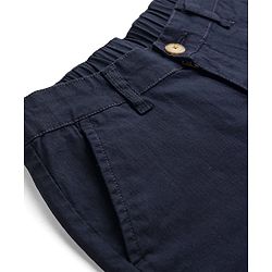 Pine Kids Cotton Elastane Woven Above Knee Length Solid Shorts - Navy Blue