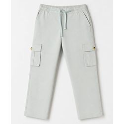 Pine Kids Cotton Elastane Woven Full Length Cargo Pocket Trousers Pant - Grey