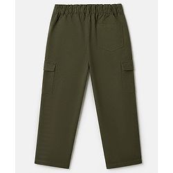 Pine Kids Cotton Elastane Woven Full Length Trousers in Olive Green