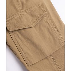 Pine Kids Cotton Elastane Woven Full Length Solid Color Trouser with Cargo Pockets - Beige