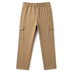 Pine Kids Cotton Elastane Woven Full Length Solid Color Trouser with Cargo Pockets - Beige