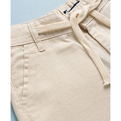 Pine Kids Cotton Elastane Woven Full Length Solid Trouser - Beige