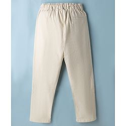 Pine Kids Cotton Elastane Woven Full Length Solid Trouser - Beige